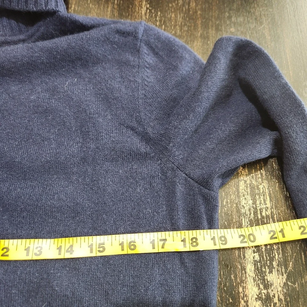 Lafayette 148 Sweater 100% Cashmere Women's Large Turtleneck Navy Blue